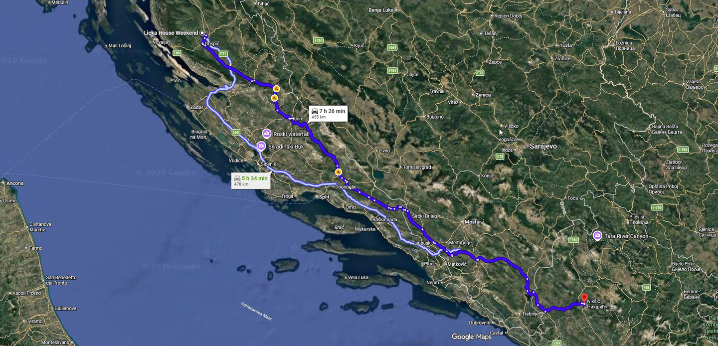 Gospic/HR nach/to Niksic/MN